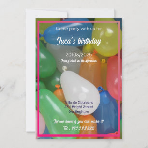 Invitation fête d'anniversaire de water baloon