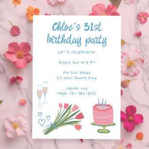 Invitation Fête d'Anniversaire de Whimsday Girlie Cute Custom