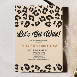 Invitation Fête d'anniversaire de Wild Leopard Cheetah