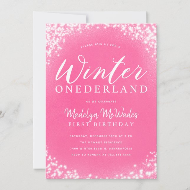 Invitation Fête d'anniversaire de Winter Onederland Girl 1er (Devant)