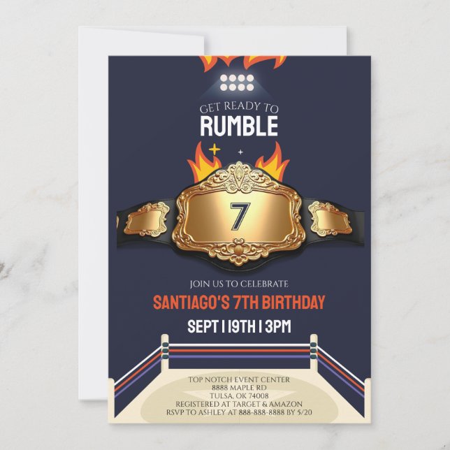 Invitation Fête d'anniversaire de Wrestling Ring And Blet (Devant)