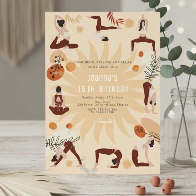 Invitation Fête d'anniversaire de Yoga (Créateur téléchargé)
