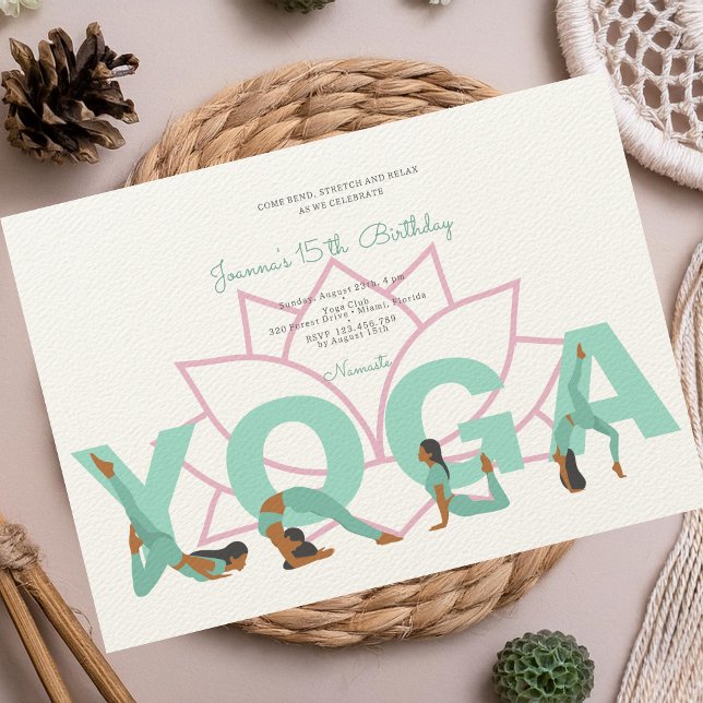 Invitation Fête d'anniversaire de Yoga (Créateur téléchargé)