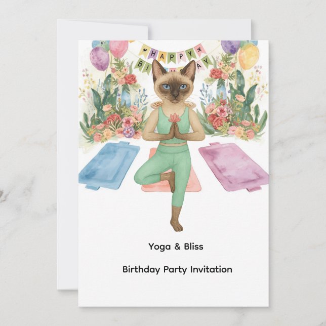 Invitation Fête d'anniversaire de yoga pour Amoureux de les c (Devant)