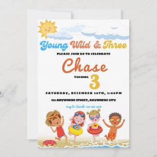 Invitation Fête D'Anniversaire De Young Wild Et Three Beach