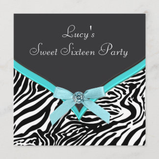 Invitation Fête d'anniversaire de zèbre bleu sarcelle