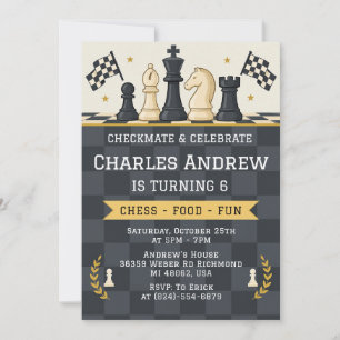 Invitation Fête d'anniversaire d'échecs modifiable