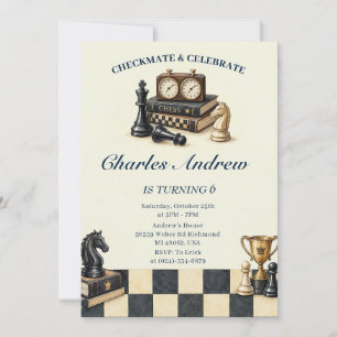 Invitation Fête d'anniversaire d'échecs personnalisée