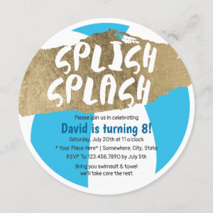 Invitation Fête d'anniversaire d'éclaboussure de Splish de