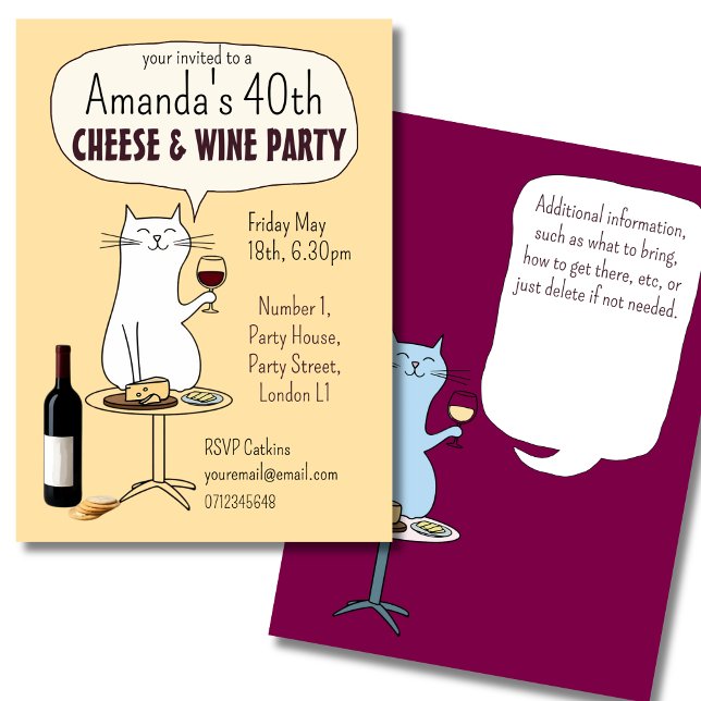 Invitation Fête d'anniversaire dégustation de fromage de chat (Créateur téléchargé)