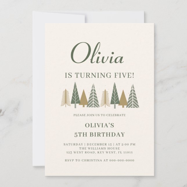 Invitation Fête d'anniversaire d'enfants en hiver (Devant)