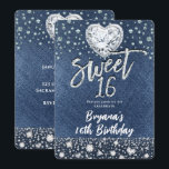 Invitation Fête d'anniversaire Denim & Bling Diamonds Sweet 1<br><div class="desc">Invitation personnalisée</div>