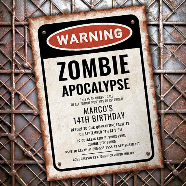 Invitation Fête d'anniversaire d'épidémie de zombies avec un  (Créateur téléchargé)