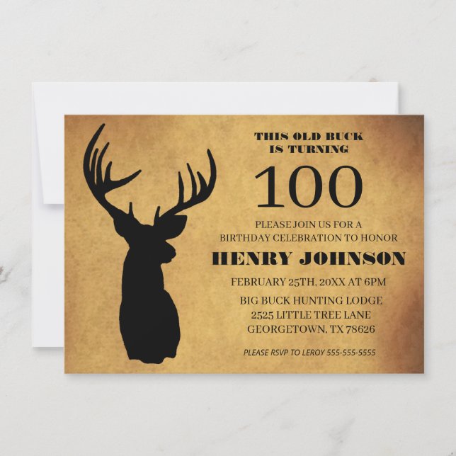 Invitation Fête d'anniversaire des 100 ans de Old Buck (Devant)