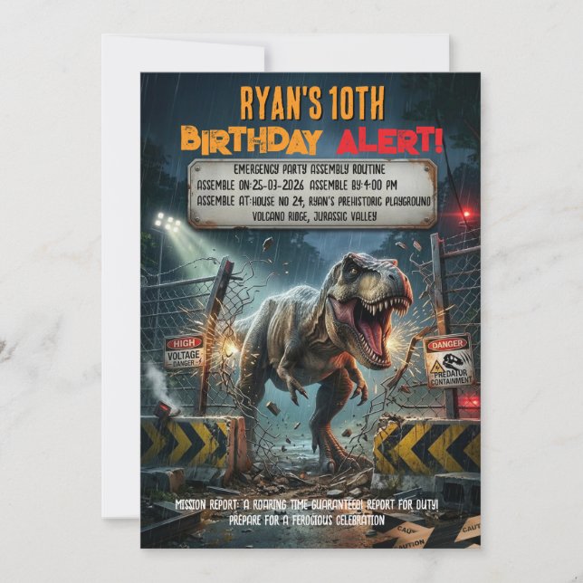 Invitation Fête d'anniversaire des 10 ans : Aventure Jurassiq (Devant)