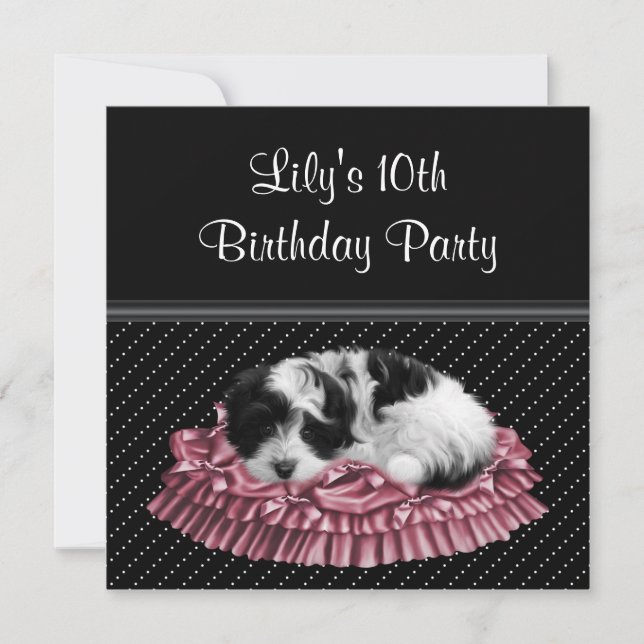 Invitation Fête d'anniversaire des 10 ans de Polka Dot Puppy  (Devant)