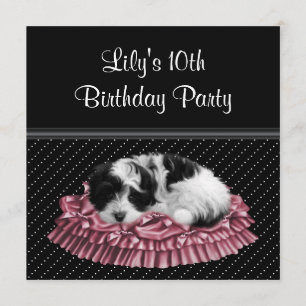 Invitation Fête d'anniversaire des 10 ans de Polka Dot Puppy