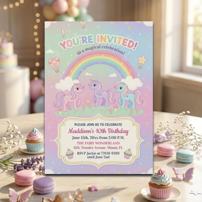 Invitation Fête d'anniversaire des 10 ans de Ponies et Arc-en (Créateur téléchargé)