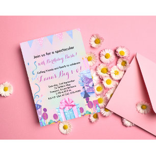 Invitation Fête d'anniversaire des 10 ans pour filles