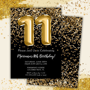 Invitation Fête d'anniversaire des 11 ans de Black Gold Kids