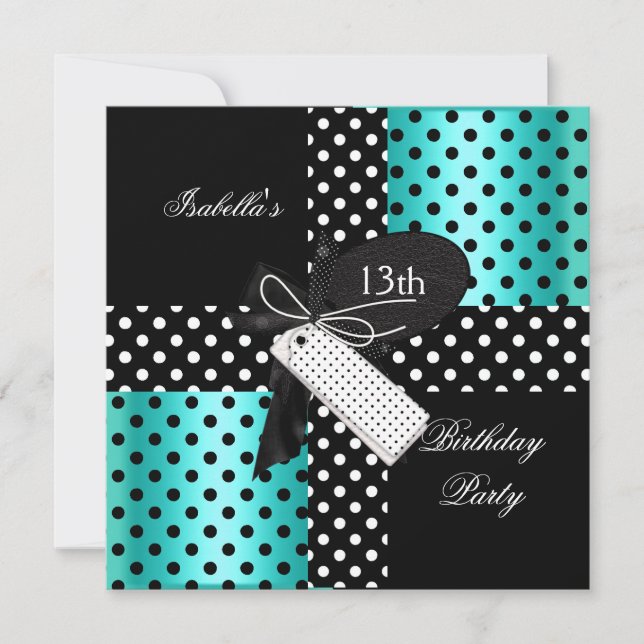 Invitation Fête d'anniversaire des 13 ans adolescentes (Devant)