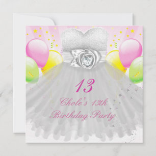 Invitation Fête d'anniversaire des 13 ans pour filles 13 ans 