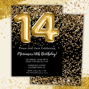 Invitation Fête d'anniversaire des 14 ans de Black Gold Kids