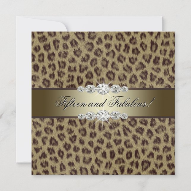 Invitation Fête d'anniversaire des 15 ans Gold Leopard (Devant)