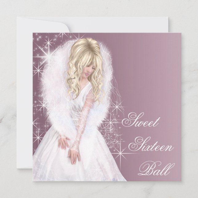 Invitation Fête d'anniversaire des 16 ans de la princesse ros (Devant)