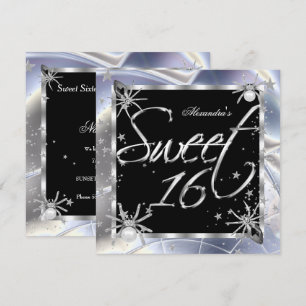 Invitation Fête d'anniversaire des 16 ans de Sweet 16 Silver