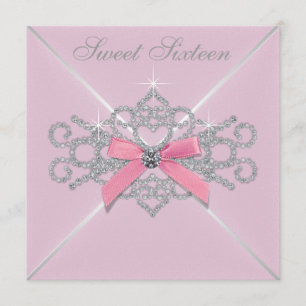 Invitation Fête d'anniversaire des 16 ans Sweet 16 diamants b