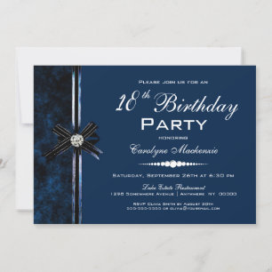 Invitation Fête d'anniversaire des 18 ans en bleu marine