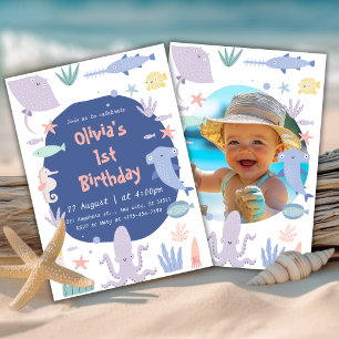 Invitation Fête d'anniversaire des 1 an sous la mer