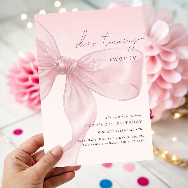 Invitation Fête d'anniversaire des 20 ans des filles avec un  (Créateur téléchargé)
