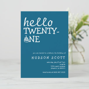 Invitation Fête d'anniversaire des 21 ans Hello Twenty-One Bl
