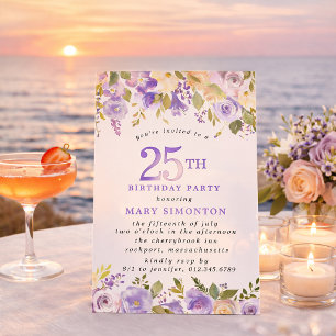 Invitation Fête d'anniversaire des 25 ans de PETITE Rose flor