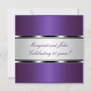 Invitation Fête d'anniversaire des 25 ans Purple Silver White