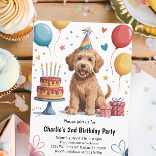 Invitation Fête d'anniversaire des 2 ans de chiot pour enfant