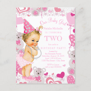 Invitation Fête d'anniversaire des 2 ans des filles Oursons r
