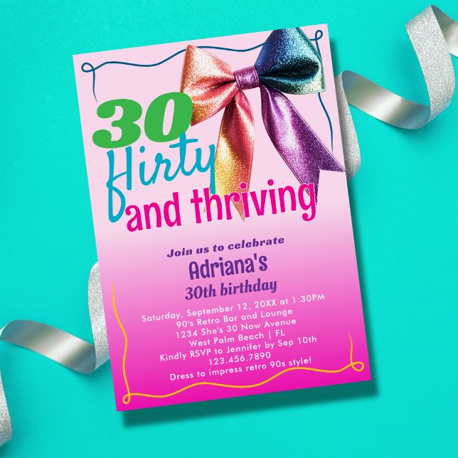 Invitation Fête d'anniversaire des 30 ans branchée et tendanc (Créateur téléchargé)