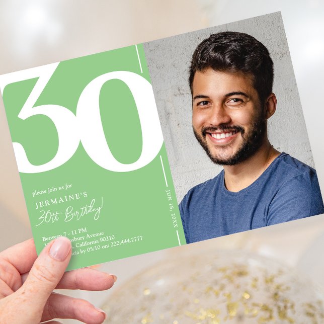Invitation Fête d'anniversaire des 30 ans de Green Photo (Créateur téléchargé)