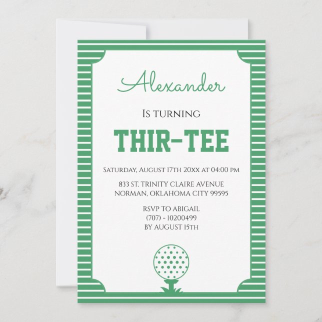 Invitation Fête d'anniversaire des 30 ans de Green Stripes Go (Devant)