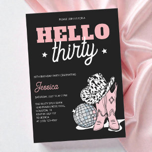 Invitation Fête d'anniversaire des 30 ans de la cowgirl disco
