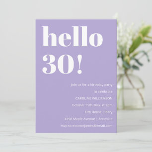 Invitation Fête d'anniversaire des 30 ans Typographie Moderne
