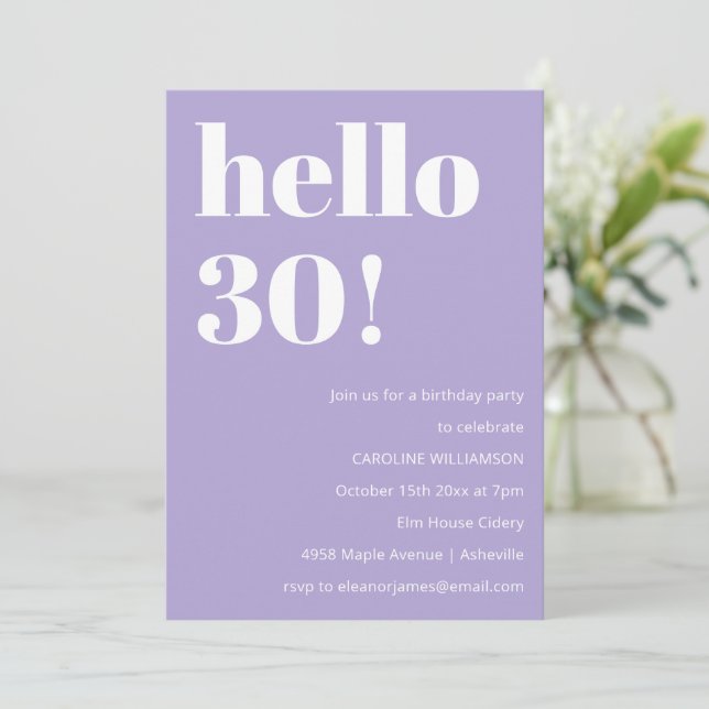 Invitation Fête d'anniversaire des 30 ans Typographie Moderne (Debout devant)