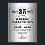 Invitation Fête d'anniversaire des 35 ans - Noir Argenté<br><div class="desc">Invitation pour une fête surprise de 35e anniversaire de mariage</div>