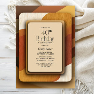 Invitation Fête d'anniversaire des 40 ans aux tons terreux ra