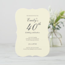 Fête d'anniversaire des 40 ans crème élégante mode