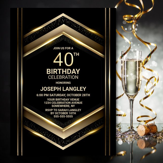 Invitation Fête d'anniversaire des 40 ans de Black Gold Moder (Créateur téléchargé)
