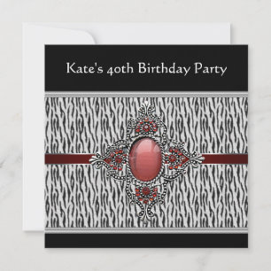 Invitation Fête d'anniversaire des 40 ans de la femme Zèbre N